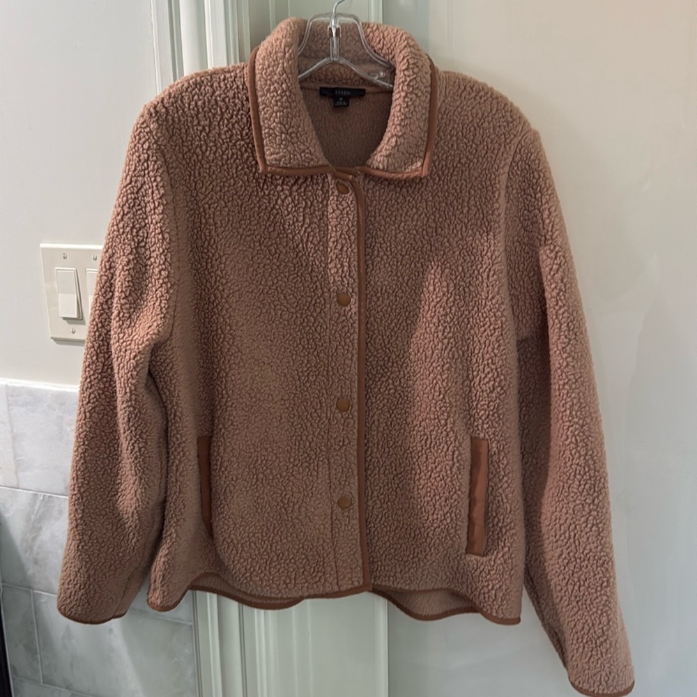 J Crew Sherpa button fleece size M